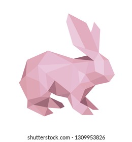 Polygon logo rabbit with ears sitting vector sign pro illustration drawn under any size