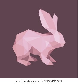 Polygon logo rabbit with ears sitting vector sign pro illustration drawn under any size