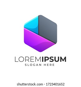 polygon logo template, vector file eps 10 text and color is easy to edit