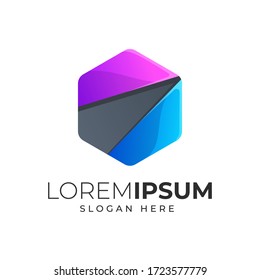 polygon logo template, vector file eps 10 text and color is easy to edit