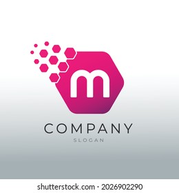  Polygon M Letter Logo Design Vector Template. Letter M Design Vector with Polygons. Hexagon M Letter Logo Illusratation. Alphabet Logo Symbol.