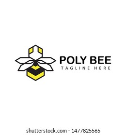 polygon mascot bee logo template design vector in isolated background