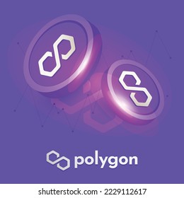 Polygon MATIC crypto currency coin virtual money concept vector