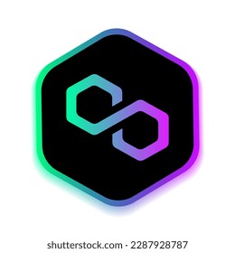 Polygon MATIC Cryptocurrency logo icon and button template vector graphics