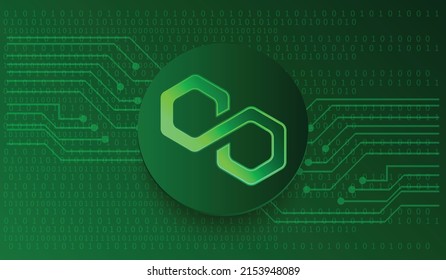 Polygon MATIC Cryptocurrency virtual money. Technology banner and background vector illustration template.