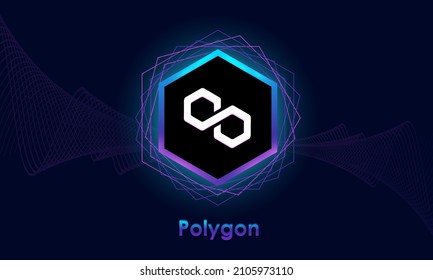 Polygon (MATIC)  purple design technology background.Crypto currency.Digital money exchange.