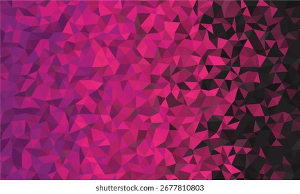 Polygon mesh displays a geometric layout with pink and violet tones that gradually fade into black, giving it a modern and crystalline look for various graphic applications.