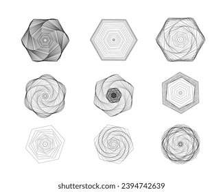 Geometría del patrón de espiral hexagonal de malla poligonal vectorial 