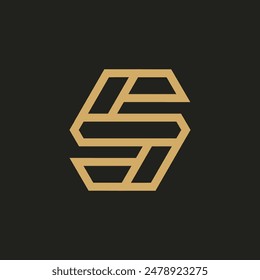 Polygon monoline alphabet logo template design