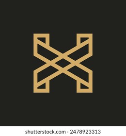 Polygon monoline alphabet logo template design
