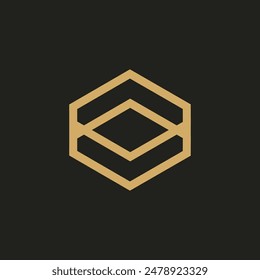 Polygon monoline alphabet logo template design