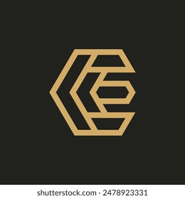 Polygon monoline alphabet logo template design