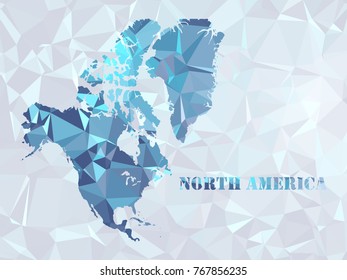 Polygon North america map. Geometric color in color in the shapes below to make a pattern.Lines, points, circles and planes. Futuristic design..All elements are separated Abstract linear polygonal.