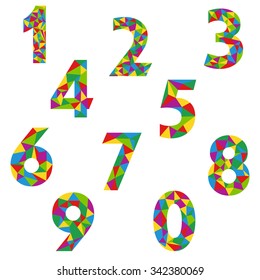 Polygon number alphabet colorful font style
