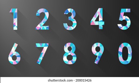 polygon number set on black background vector