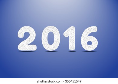 Polygon number text "2016" on dark blue vintage background