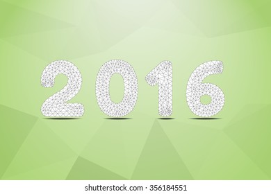 Polygon number text "2016" on green background