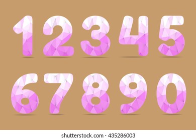 polygon numbers 0 - 9 with blue gradient design on brown background
