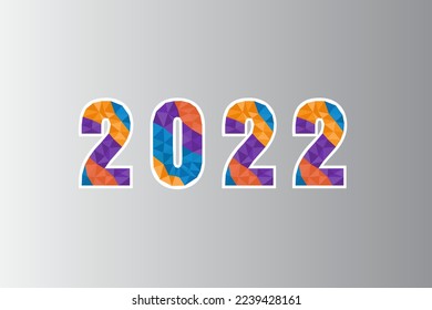polygon numbers 2022 with a colorful design on white gray background