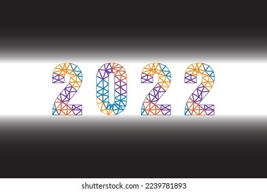 polygon numbers 2022 with a colorful design on white  black background