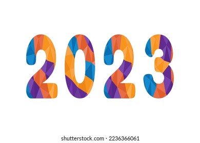 polygon numbers 2023 with colorful design on white background