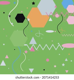 Polygon Orange Shadows Zigzag Vector Background. Triangle Black Silver Blue Modern Simple Hipster Art. Chaos Calm Green Oval Grey Geometrical Art Illustration. Pastel Pink Lines Modern Art Pattern.