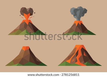 polygon origami volcano fire mountain
