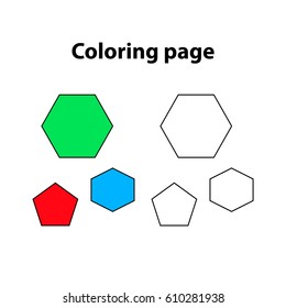  polygon- painting page, game for children (kids)