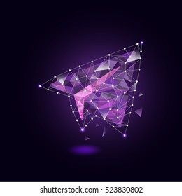 polygon paper plane on leader concept with business icon vector
