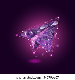 polygon paper plane on leader concept with business icon vector