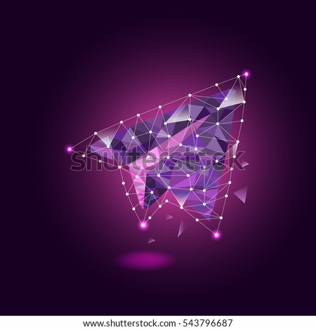 polygon paper plane on leader concept with business icon vector