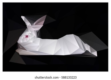 Polygon picture of a rabbit on a colored background