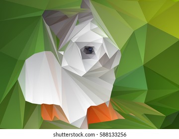 Polygon picture of a rabbit on a colored background