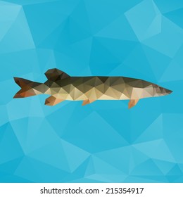 Polygon pike - vector abstract illustration of a pike made with triangles