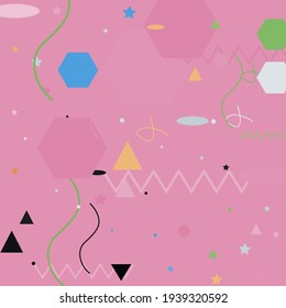 Polygon Pink Silver Green Gray Modern Design. Black Zigzag Chaos führt Vektorhintergrund. Stille Triangle Oval Modern Art Muster. Orange Blue Shadows Pastellfarben Moderne einfache Hipster Art.