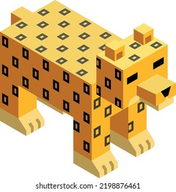 Polygon pixel leopard. Low poly animal icon