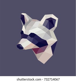 Polygon Raccoon abstract editable logo design