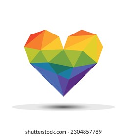 Polygon Rainbow colorido icono del corazón para el concepto del mes del orgullo LGBT