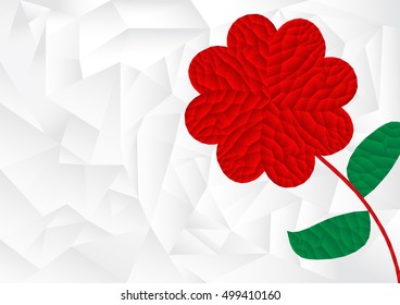 polygon red heart arrange in flower shape with white background, vector, illustration, copy space for text, valentine day, A4 size, cover paper, landscape