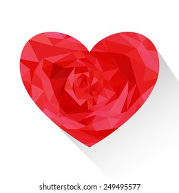 polygon red love heart shape