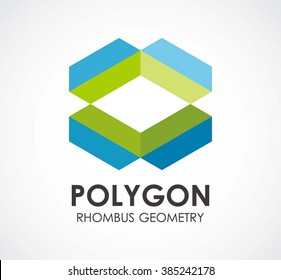 Polygon rhombus of geometry square abstract vector and logo design or template digital ribbon business icon of company identity symbol concept