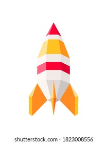 Polygon rocket ship art image. low poly rocket vector illustration