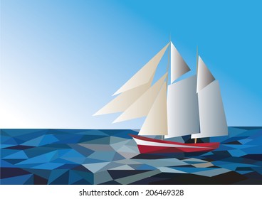 Polygon sailboat at sea.