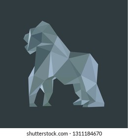 Polygon screaming angry gorilla illustration 3d abstraction animal logo sign