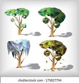 Polygon seasons tree vector illustration