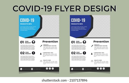 Polygon shape covid-19 Flyers design template vector in A4 layout