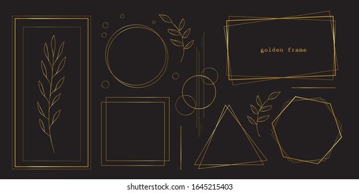 Polygon Shape Gold Frame Collection For wedding Elegant wedding invitations look classy for you Luxury vector image