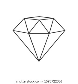 Polygon shape. IIcon of the precious stone with the top face. Empty linear silhouette. Isolated on white background. Flat style, simple design.