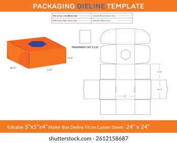 Polygon Shape Small Mailer Window Box LASER CUT Template