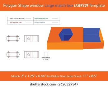 Polygon Shape window Large match box LASER CUT Template